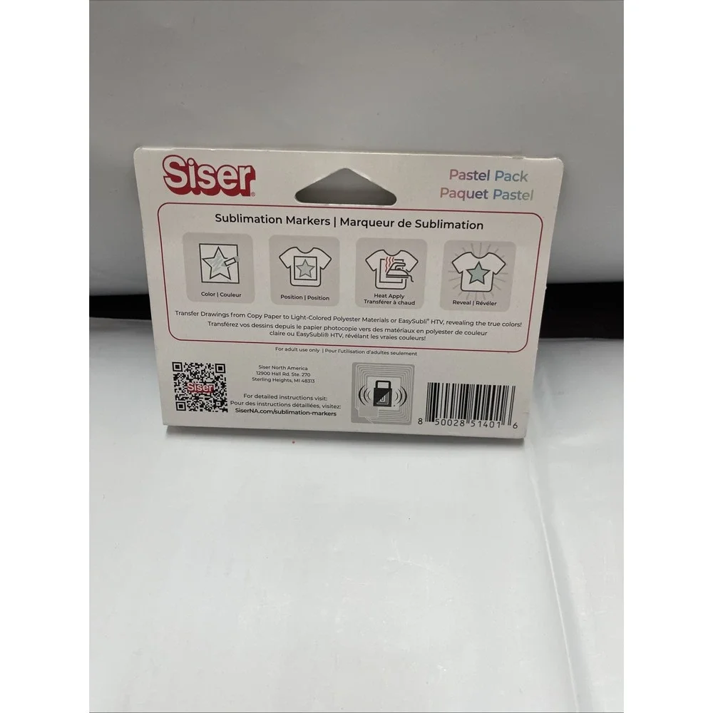 Siser Sublimation Markers -6 Iron-on Heat Transfer Markers for T-Shirts -Pastel